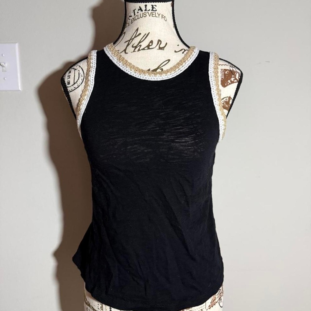 Old Navy Black Tank Top with White/Beige Trim